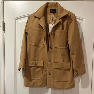 Camel Coat with button details